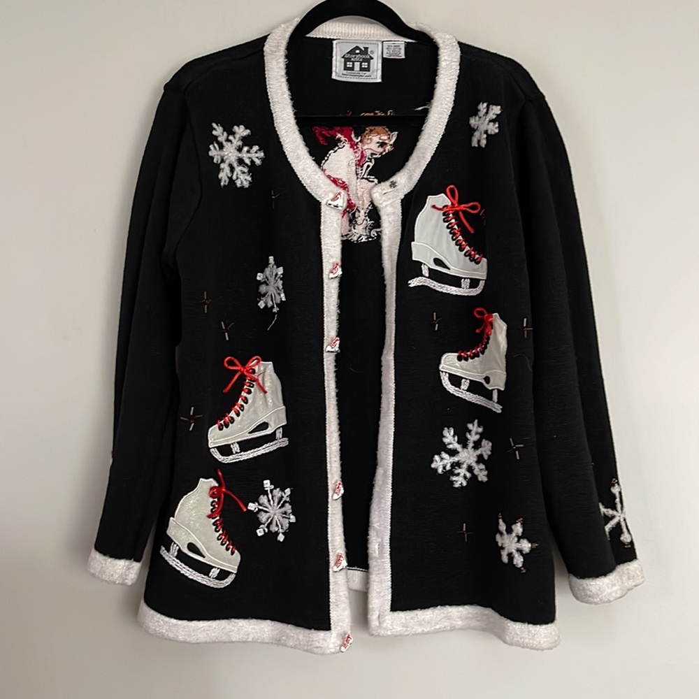 Vintage Storybook Knits Womens Skating Dream Cardigan Sweater Sz 1X** - Picture 2 of 16